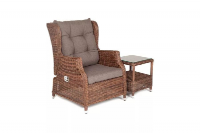 Кресло плетеное раскладное 4SIS Форио алюминий, искусственный ротанг, ткань коричневый Фото 5