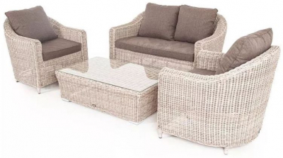 Комплект плетеной лаунж мебели 4SIS Кон Панна алюминий, искусственный ротанг, ткань бежевый Фото 1