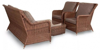 Комплект плетеной лаунж мебели 4SIS Гляссе алюминий, искусственный ротанг, ткань коричневый Фото 1