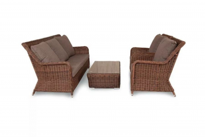 Комплект плетеной лаунж мебели 4SIS Гляссе алюминий, искусственный ротанг, ткань коричневый Фото 2
