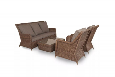 Комплект плетеной лаунж мебели 4SIS Гляссе алюминий, искусственный ротанг, ткань коричневый Фото 3