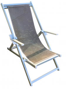 Кресло-шезлонг текстиленовое складное Magnani Sdraio алюминий, текстилен серебристый, серо-коричневый Фото 3