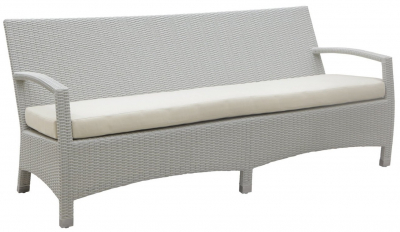 Диван плетеный трехместный с подушкой Giardino Di Legno Tonga алюминий, искусственный ротанг, акрил белый, слоновая кость Фото 1