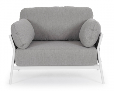 Кресло плетеное с подушками Garden Relax Pardis алюминий, роуп, олефин белый, серый Фото 2