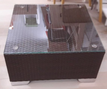 Столик плетеный журнальный со стеклом Tagliamento Лаунж алюминий, искусственный ротанг венге Фото 3