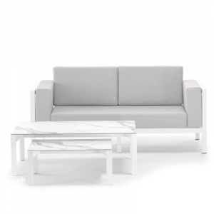 Комплект мягкой мебели Grattoni Creta алюминий, ткань белый, светло-серый Фото 1
