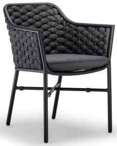 Кресло плетеное с подушками Tagliamento Torino алюминий, роуп, акрил антрацит, темно-серый Фото 1