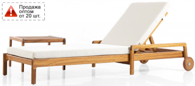 Шезлонг-лежак деревянный с матрасом WArt Verda ироко, ткань Etisilk Фото 1