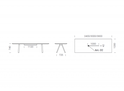 Стол с каналом для протяжки проводов PEDRALI Arki-Table CC Wood дуб, алюминий, компакт-ламинат HPL беленый дуб, белый Фото 2