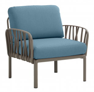 Кресло пластиковое с подушками Nardi Komodo Poltrona стеклопластик, Sunbrella тортора, синий Фото 1