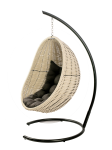 Кресло плетеное подвесное DW Cocoon сталь, искусственный ротанг, полиэстер белый Фото 9