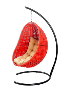 Кресло плетеное подвесное DW Cocoon сталь, искусственный ротанг, полиэстер красный Фото 8