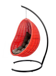 Кресло плетеное подвесное DW Cocoon сталь, искусственный ротанг, полиэстер красный Фото 10