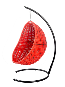 Кресло плетеное подвесное DW Cocoon сталь, искусственный ротанг, полиэстер красный Фото 7