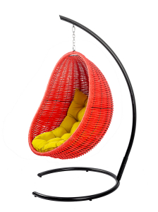 Кресло плетеное подвесное DW Cocoon сталь, искусственный ротанг, полиэстер красный Фото 13