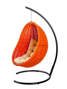 Кресло плетеное подвесное DW Cocoon сталь, искусственный ротанг, полиэстер оранжевый Фото 10