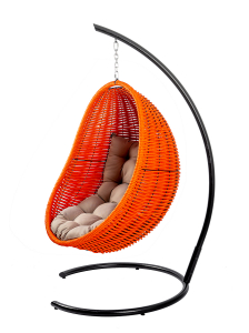 Кресло плетеное подвесное DW Cocoon сталь, искусственный ротанг, полиэстер оранжевый Фото 6