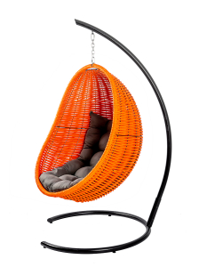 Кресло плетеное подвесное DW Cocoon сталь, искусственный ротанг, полиэстер оранжевый Фото 11