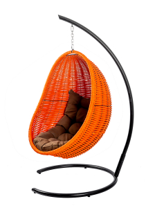 Кресло плетеное подвесное DW Cocoon сталь, искусственный ротанг, полиэстер оранжевый Фото 12