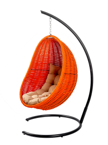 Кресло плетеное подвесное DW Cocoon сталь, искусственный ротанг, полиэстер оранжевый Фото 13