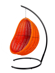 Кресло плетеное подвесное DW Cocoon сталь, искусственный ротанг, полиэстер оранжевый Фото 7