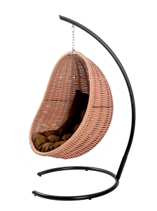 Кресло плетеное подвесное DW Cocoon сталь, искусственный ротанг, полиэстер светло-розовый Фото 8