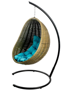 Кресло плетеное подвесное DW Cocoon сталь, искусственный ротанг, полиэстер темно-зеленый Фото 6