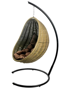 Кресло плетеное подвесное DW Cocoon сталь, искусственный ротанг, полиэстер темно-зеленый Фото 7