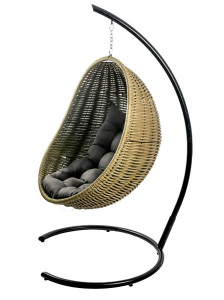 Кресло плетеное подвесное DW Cocoon сталь, искусственный ротанг, полиэстер темно-зеленый Фото 8