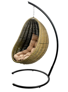 Кресло плетеное подвесное DW Cocoon сталь, искусственный ротанг, полиэстер темно-зеленый Фото 9