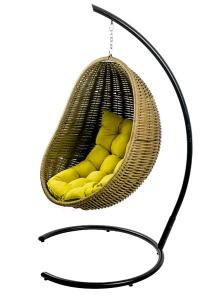 Кресло плетеное подвесное DW Cocoon сталь, искусственный ротанг, полиэстер темно-зеленый Фото 10