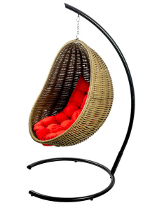 Кресло плетеное подвесное DW Cocoon сталь, искусственный ротанг, полиэстер темно-зеленый Фото 12