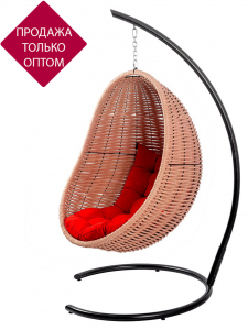 Кресло плетеное подвесное DW Cocoon сталь, искусственный ротанг, полиэстер светло-розовый Фото 1