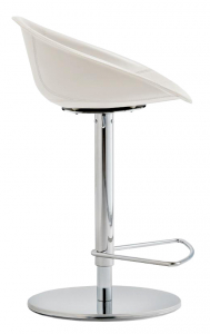 Кресло барное с регулировкой высоты PEDRALI Gliss сталь, натуральная кожа хромированный, белый Фото 1