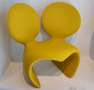 Кресло лаунж с обивкой Qeeboo Don't F**k With The Mouse сталь, пенополиуретан, ткань желтый Фото 9