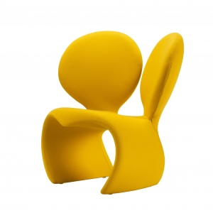 Кресло лаунж с обивкой Qeeboo Don't F**k With The Mouse сталь, пенополиуретан, ткань желтый Фото 7