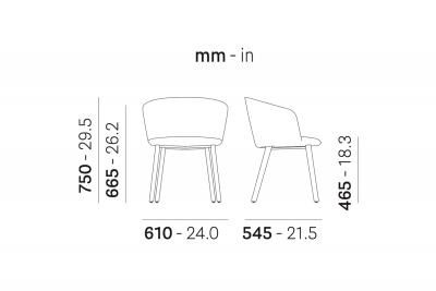 Кресло с обивкой PEDRALI Nym ясень, ткань беленый ясень, коричневый Фото 2