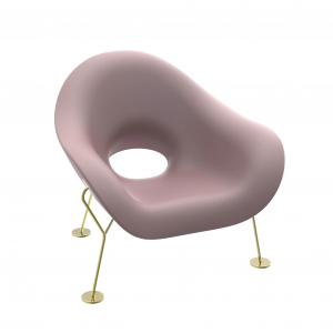 Кресло лаунж пластиковое Qeeboo Pupa Brass Base IN металл, полиэтилен латунь, розовый Фото 5