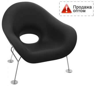 Кресло лаунж пластиковое Qeeboo Pupa Chrome Base IN металл, полиэтилен хром, черный Фото 1