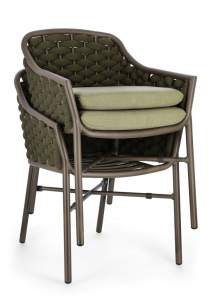 Кресло плетеное с подушкой Garden Relax Everly алюминий, роуп, олефин коричневый, зеленый, оливковый Фото 6