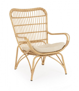 Лаунж-кресло плетеное с подставкой для ног Garden Relax Maela алюминий, искусственный ротанг, ткань натуральный, бежевый Фото 7