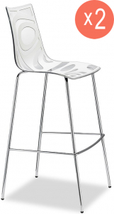 Комплект пластиковых барных стульев Scab Design Wave Set 2 сталь, технополимер хром, лен Фото 1