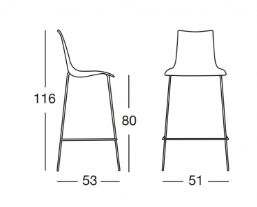 Комплект пластиковых барных стульев Scab Design Wave Set 2 сталь, технополимер хром, лен Фото 2
