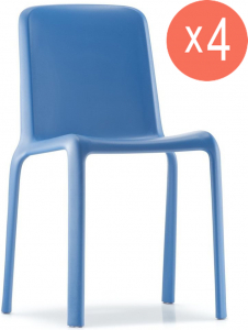 Комплект пластиковых стульев PEDRALI Snow Set 4 стеклопластик синий Фото 1