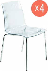 Комплект прозрачных стульев PAPATYA X-Treme S Set 4 сталь, поликарбонат хромированный, прозрачный Фото 1
