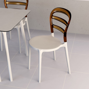 Комплект пластиковых стульев Siesta Contract Miss Bibi Set 4 стеклопластик, поликарбонат белый, янтарный Фото 7