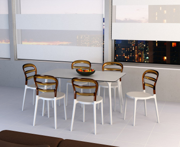 Комплект пластиковых стульев Siesta Contract Miss Bibi Set 4 стеклопластик, поликарбонат белый, янтарный Фото 10