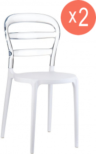 Комплект пластиковых стульев Siesta Contract Miss Bibi Set 2 стеклопластик, поликарбонат белый, прозрачный Фото 1