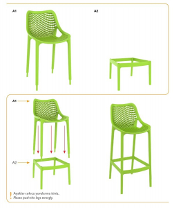 Комплект пластиковых барных стульев Siesta Contract Air Bar 75 Set 2 стеклопластик белый Фото 9