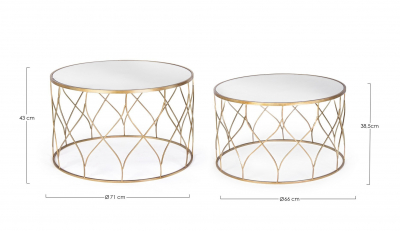Комплект кофейных столиков Garden Relax Elenor сталь, стекло золотистый, прозрачный Фото 2